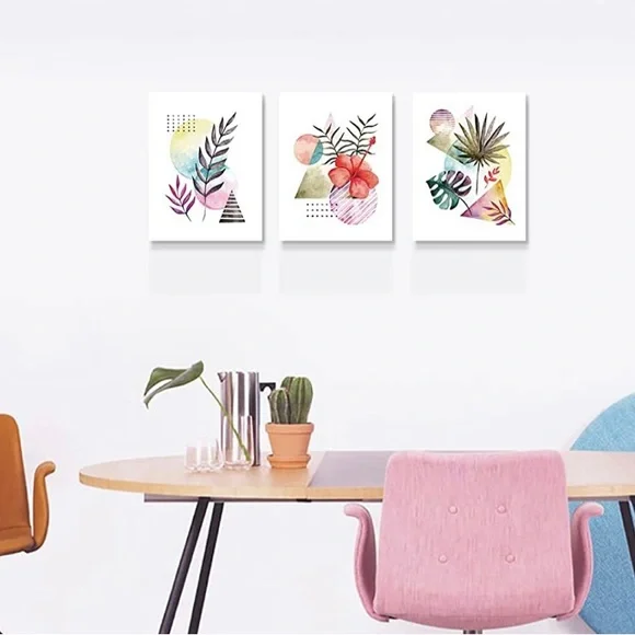 New Wall Decor Abstract Watercolor Canvas Art Flowers Pictures Artwork 3 Pieces